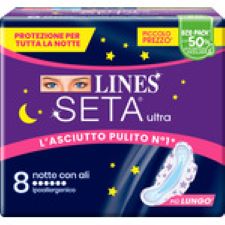 ASSORBENTI LINES SETA ULTRA NOTTE CON ALI X8