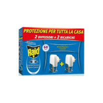 INSETTICIDA RAID DIFFUSORE PER ZANZARE 2 DIFFUSORI +2 RICARICHE 60 NOTTI